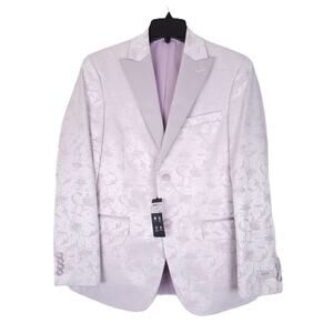 Alfani Men's Slim-Fit Stretch Sheen Floral Evening Jacket Blazer Pink 46R NWT